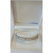 Ασημένιο βραχιόλι χειροπέδα σαγρέ με πέτρες (SB33)